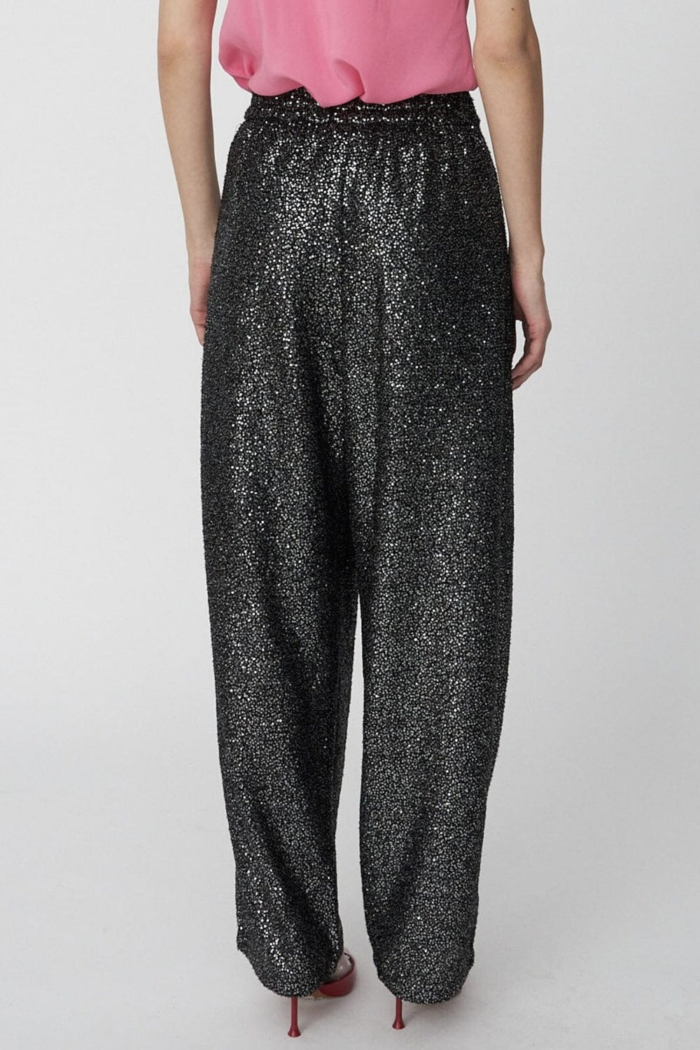 Stella Nova - Sequins Lamé Pants - 978 Black Metallic Bukser 