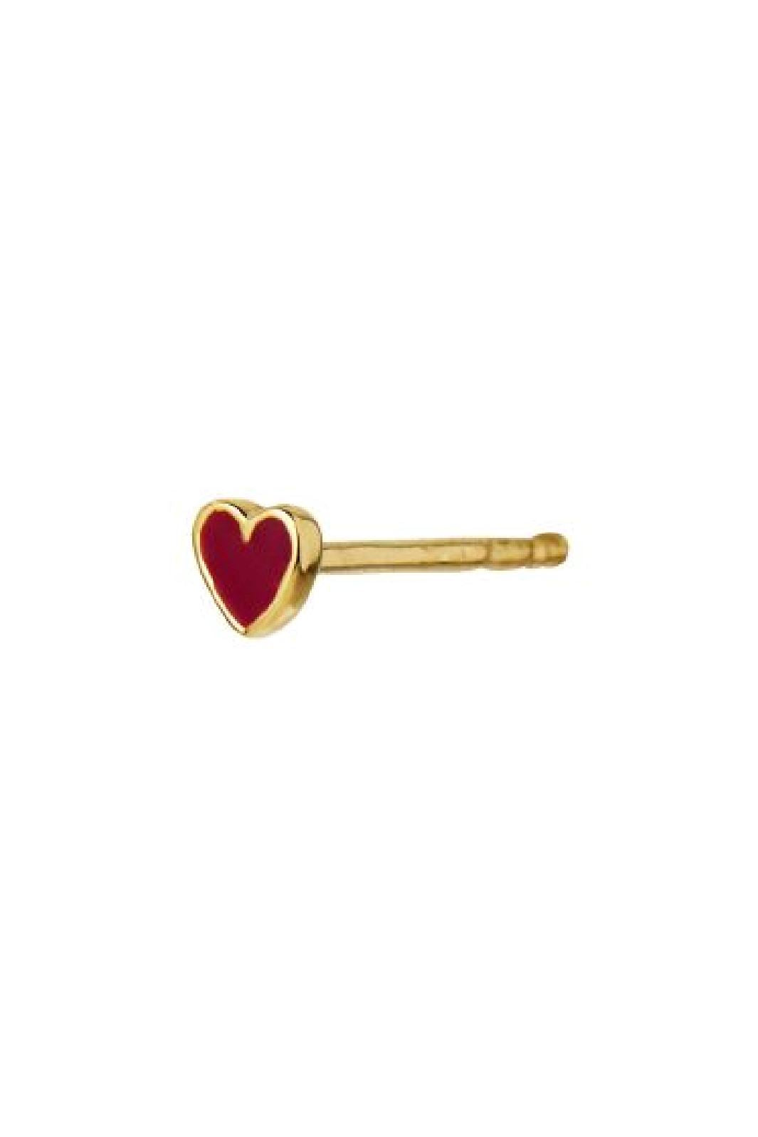 Stine A - Petit Love Heart Earring Gold 1181-02 - Burgundy Øreringe 