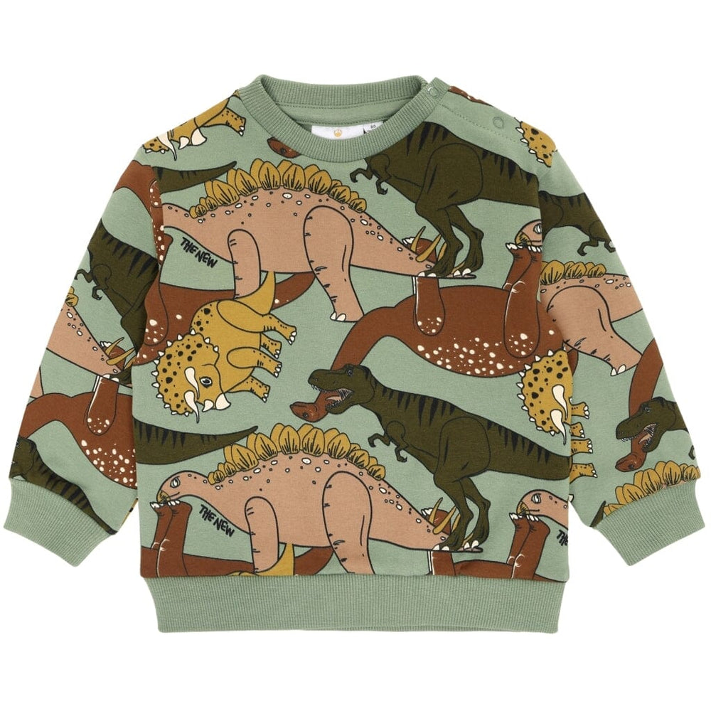 The New Siblings - Tnslee Sweatshirt - Hedge Green Dino Aop Sweatshirts 