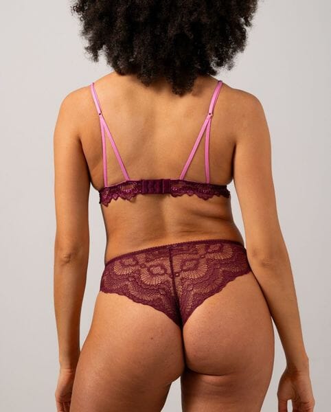 Understatement Underwear - Lace Cheeky - Burgundy / Candy Pink Underbukser 