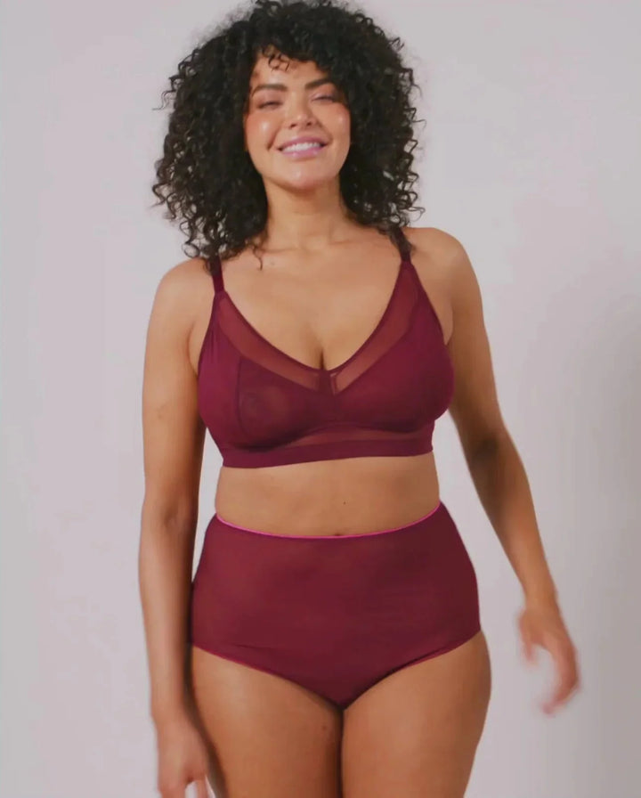 Understatement Underwear - Mesh Support+ Bralette - Burgundy BH 