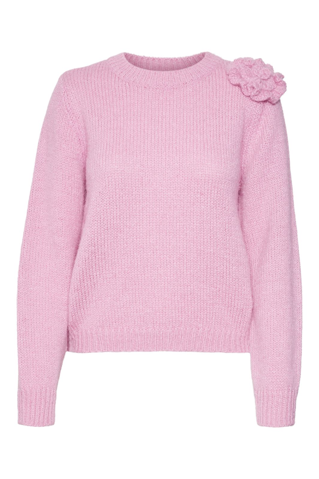 Vero Moda - Vmadia Ls O-Neck Flower Pullover - 4572643 Fuchsia Pink