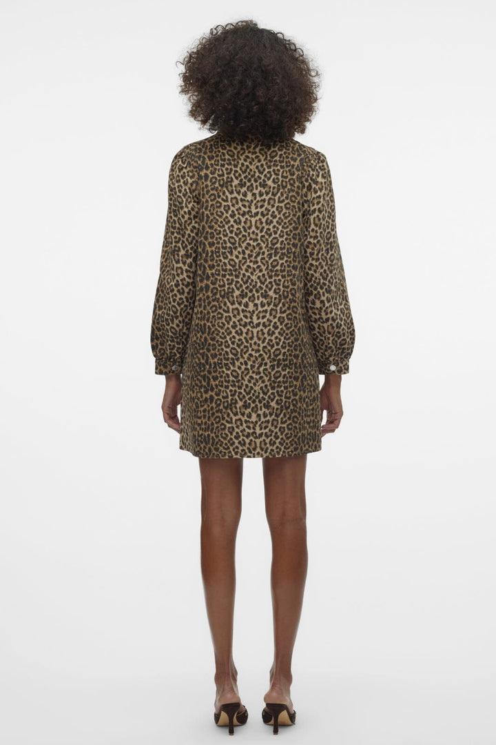 Vero Moda - Vmlucie Ls Short Leo Dress - 4730249 Silver Mink Leopard Kjoler 