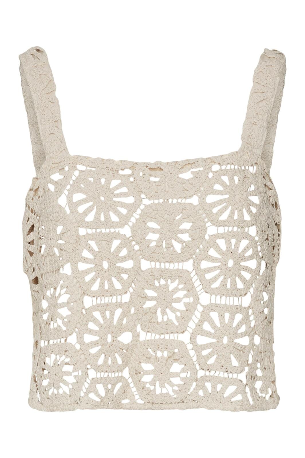 Vero Moda, Vmsunshine S/L Cropped Top Exp, Oatmeal