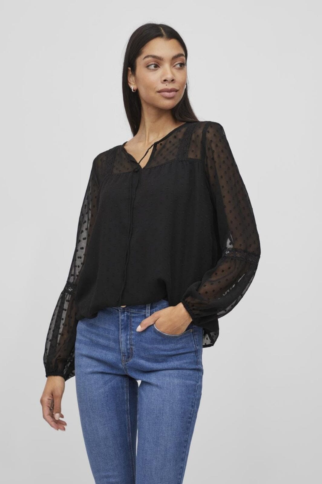 Vila - Viedee L/S Top - 4118703 Black Toppe 