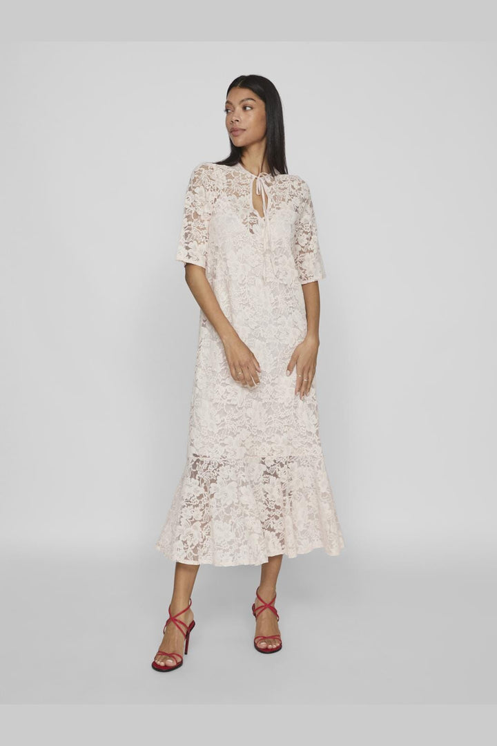 Vila - Vinalina 2/4 Lace Midi Dress - 4635159 Rosewater