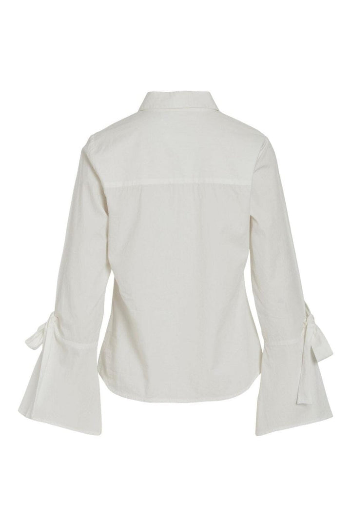 Vila - Vinian L/S Tie Detail Shirt - 4648083 Cloud Dancer Skjorter 