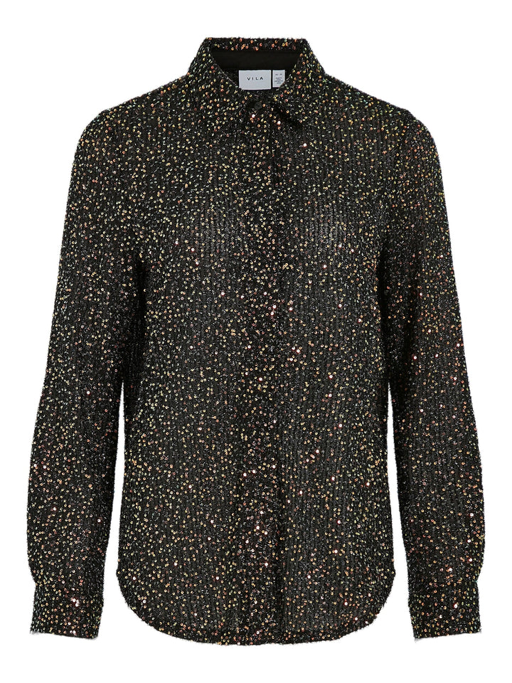 Vila - Viscara L/S Sequins Shirt - Black/Sequins Skjorter 