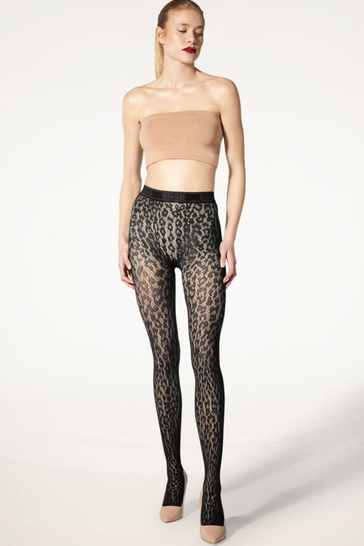 Wolford - Leo Lace Tights - 7005 Black Strømpebukser 