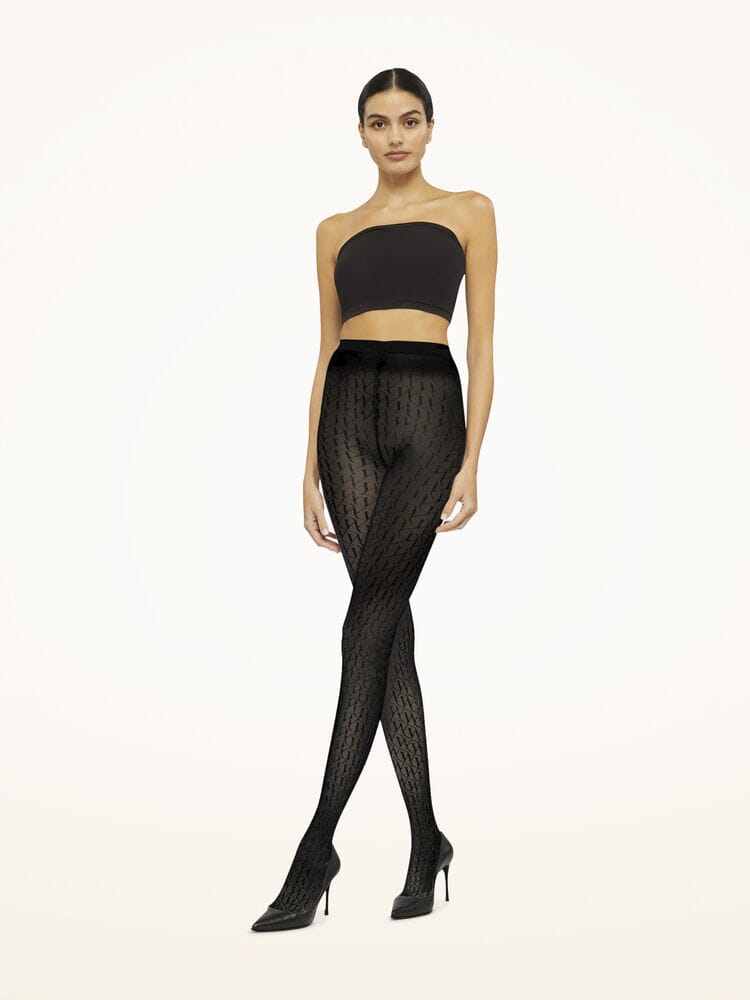 Wolford - W Lace Tights - Black Strømpebukser 