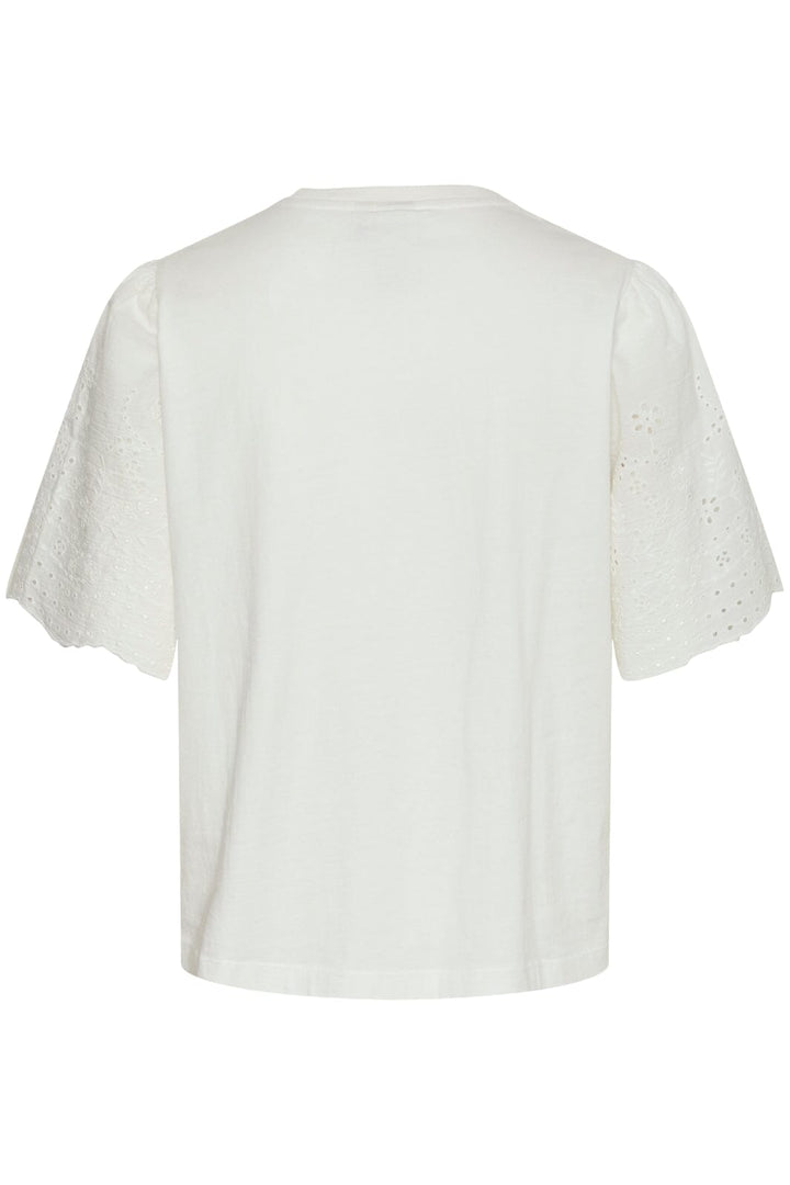 Y.A.S - Yaslex Ss Top W. Emb Sleeves - 4485162 Star White