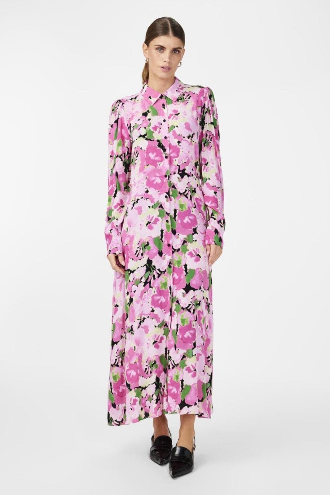 Y.A.S - Yasviolo Ls Long Shirt Dress - 4489919 Carmine Rose Violo Print Kjoler 